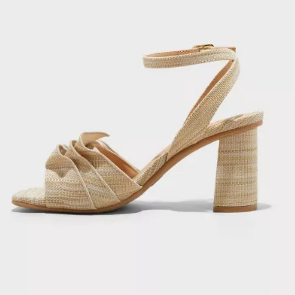 A New Day Stassi Raffia Ruffle Heels Size - Picture 2 of 8